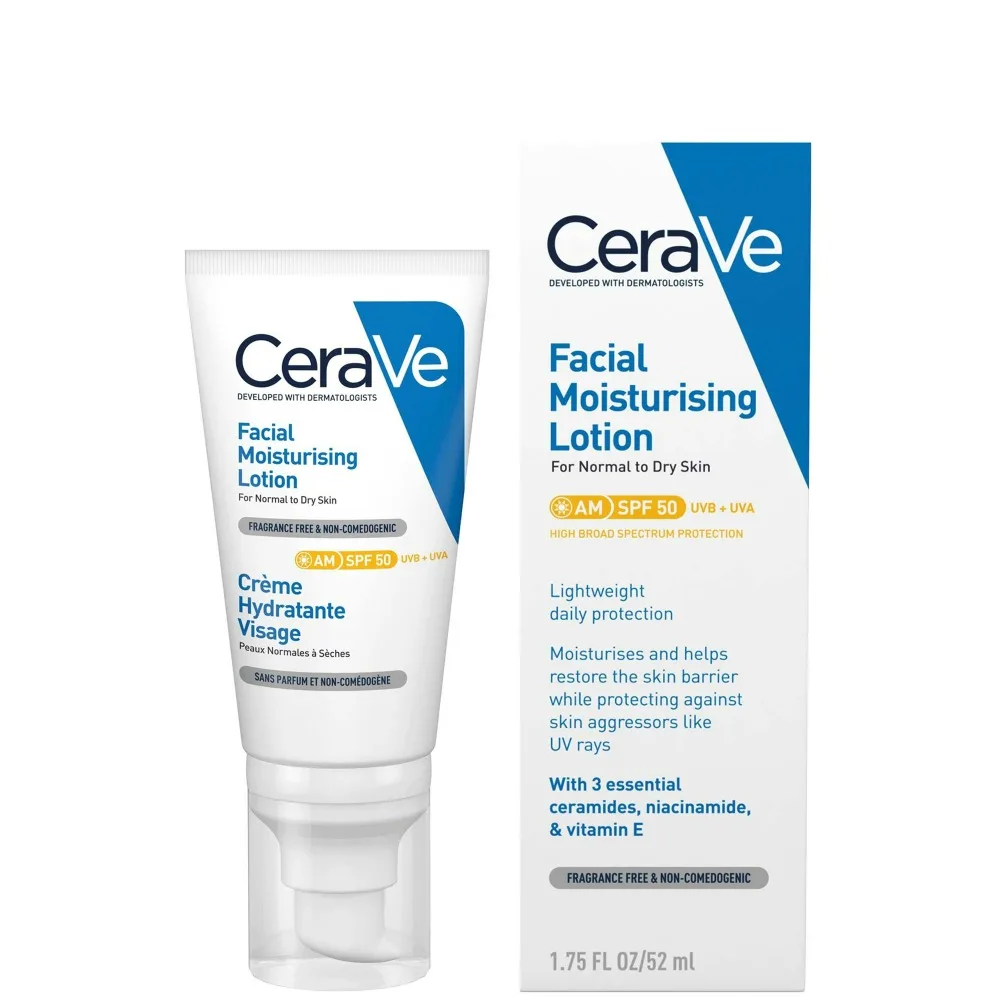 CeraVe AM Facial Moisturising Lotion SPF50 with Ceramides & Vitamin E 52ml