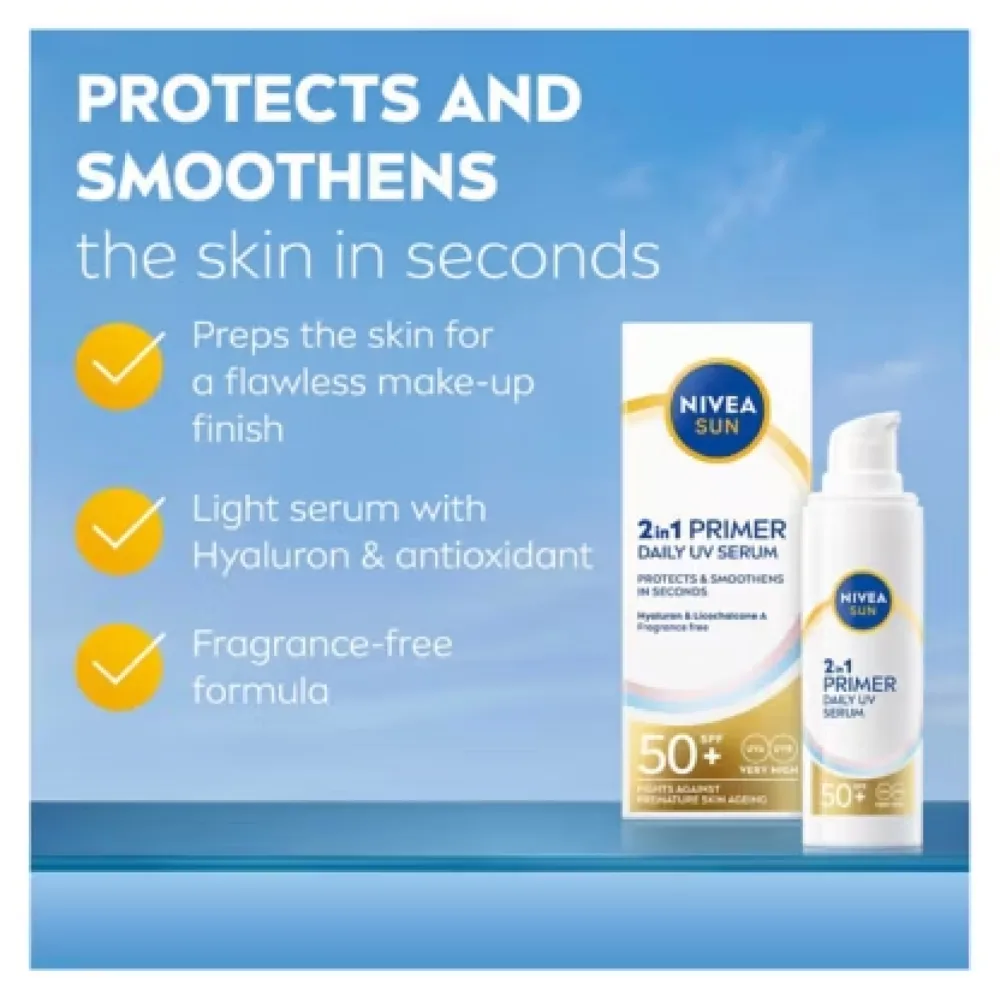 NIVEA SUN UV Face 2in1 Daily Primer Face Serum SPF 50+ 30ml