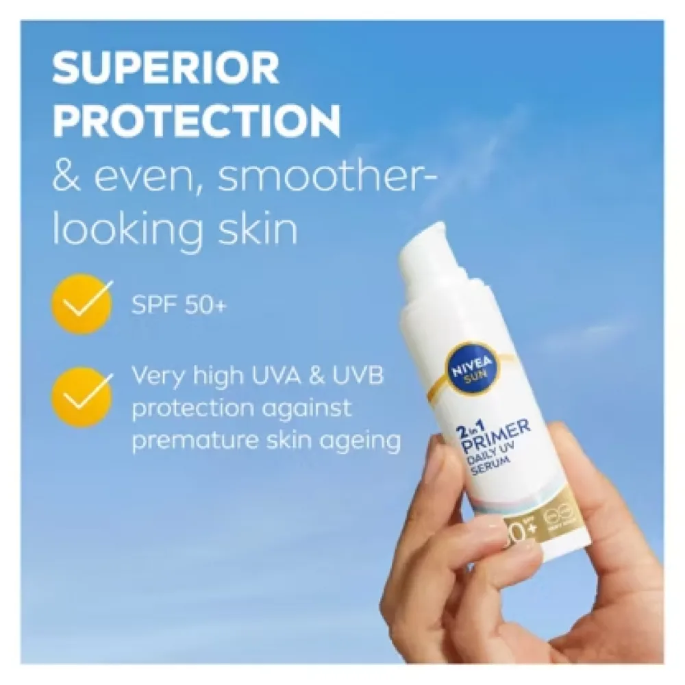 NIVEA SUN UV Face 2in1 Daily Primer Face Serum SPF 50+ 30ml